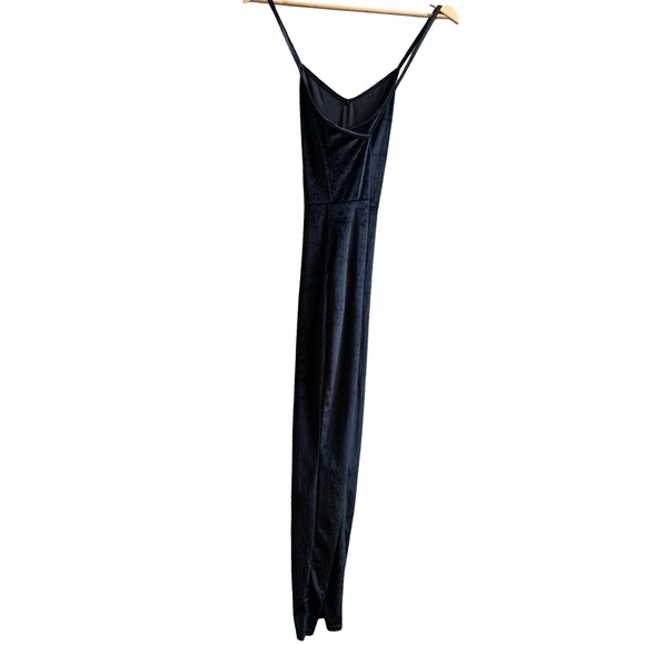 ASOS Collusion UK Black Velvet Jumpsuit Spaghetti Strap V Neck Cross Back Witchy - Picture 13 of 16